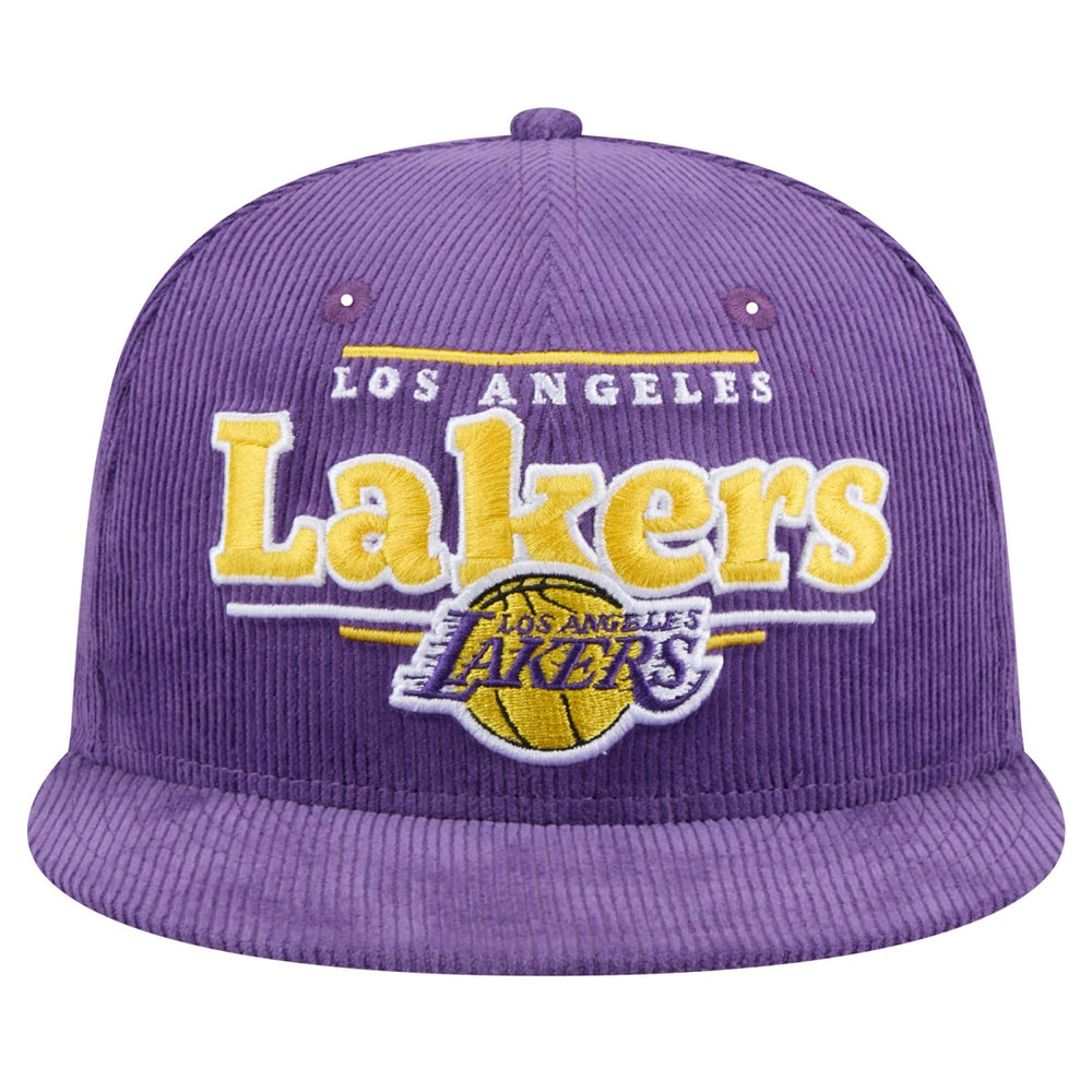 New Era Los Angeles Lakers Throwback Display Corduroy 9FIFTY Snapback Hat Purple
