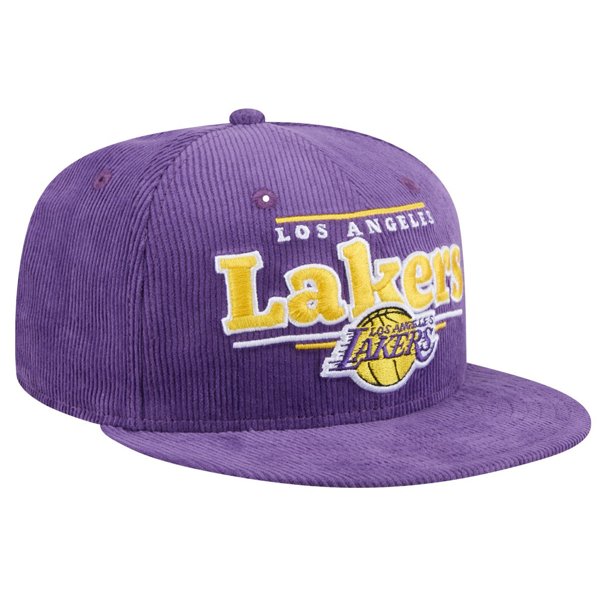 New Era Los Angeles Lakers Throwback Display Corduroy 9FIFTY Snapback Hat Purple