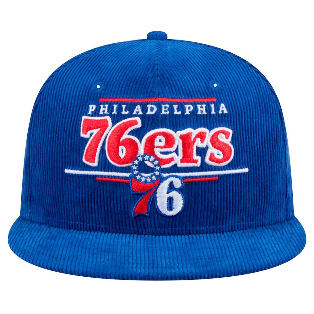 New Era Philadelphia 76ers Throwback Display Corduroy 9FIFTY Snapback Hat Royal