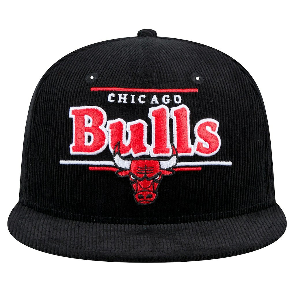 New Era Chicago Bulls Throwback Display Corduroy 9FIFTY Snapback Hat Black