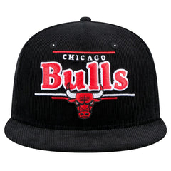New Era Chicago Bulls Throwback Display Corduroy 9FIFTY Snapback Hat Black