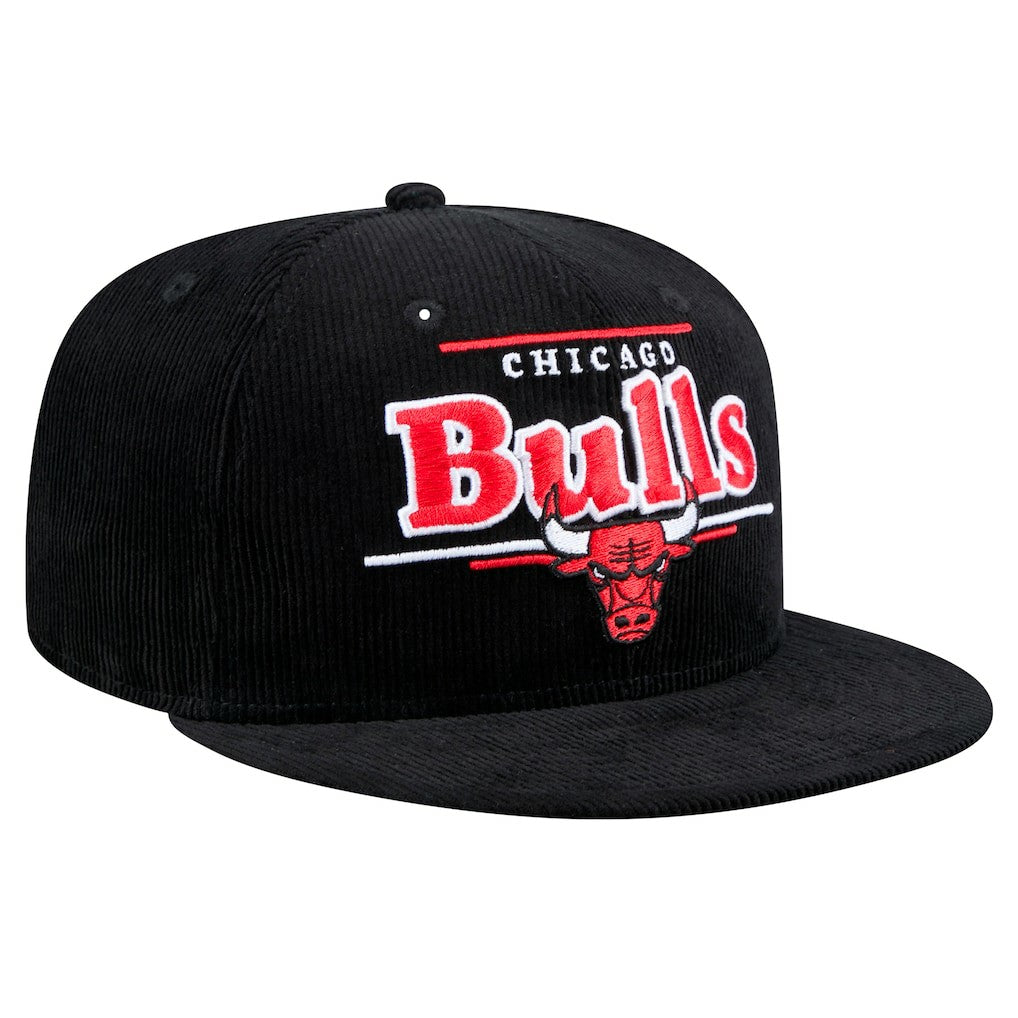 New Era Chicago Bulls Throwback Display Corduroy 9FIFTY Snapback Hat Black
