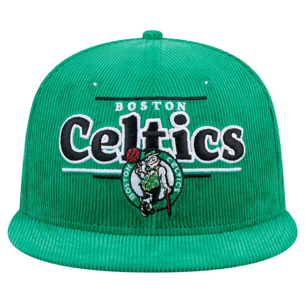 New Era Boston Celtics Throwback Display Corduroy 9FIFTY Snapback Hat Kelly Green