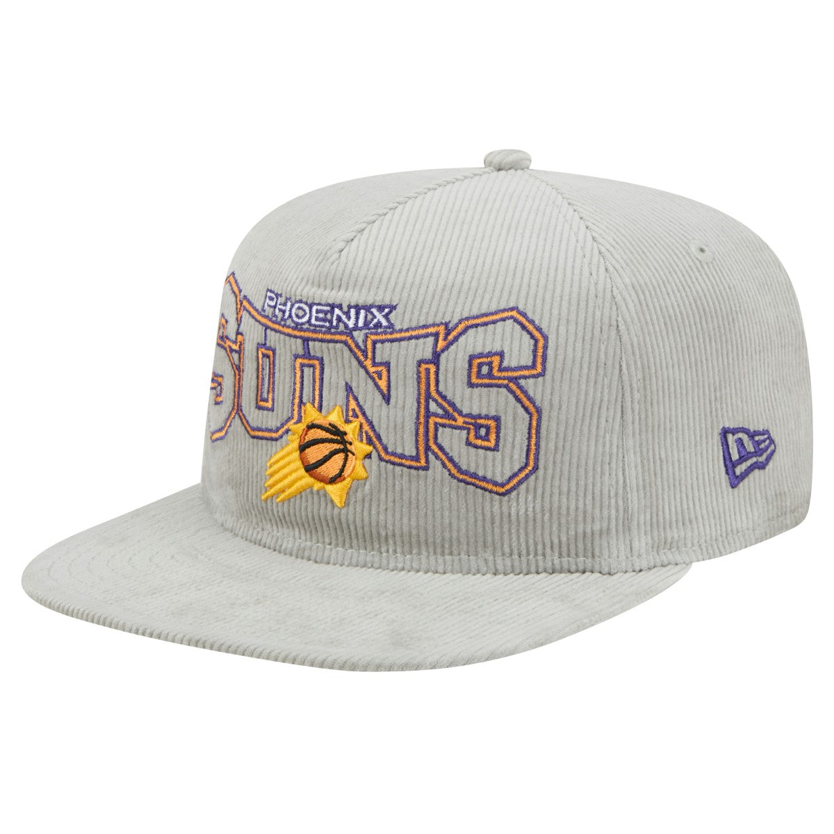 New Era Phoenix Suns Throwback Corduroy Golfer Snapback Hat Gray