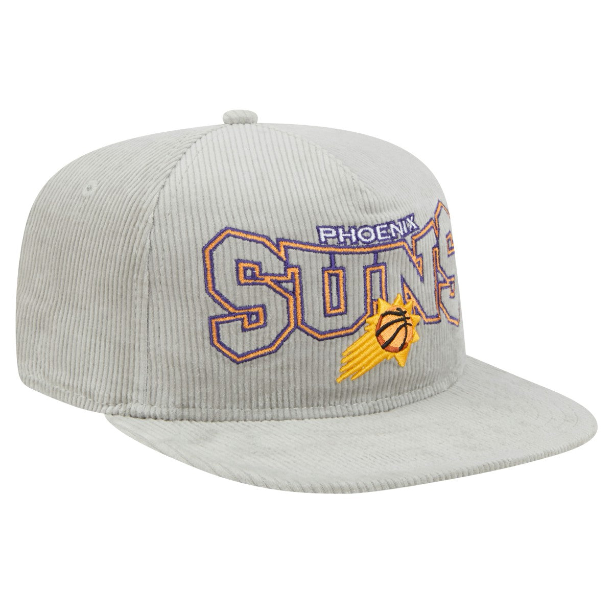 New Era Phoenix Suns Throwback Corduroy Golfer Snapback Hat Gray