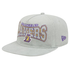 New Era Los Angeles Lakers Throwback Corduroy Golfer Snapback Hat Gray