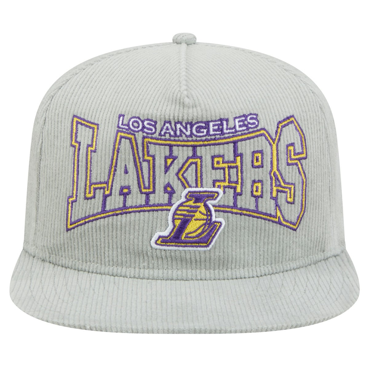 New Era Los Angeles Lakers Throwback Corduroy Golfer Snapback Hat Gray