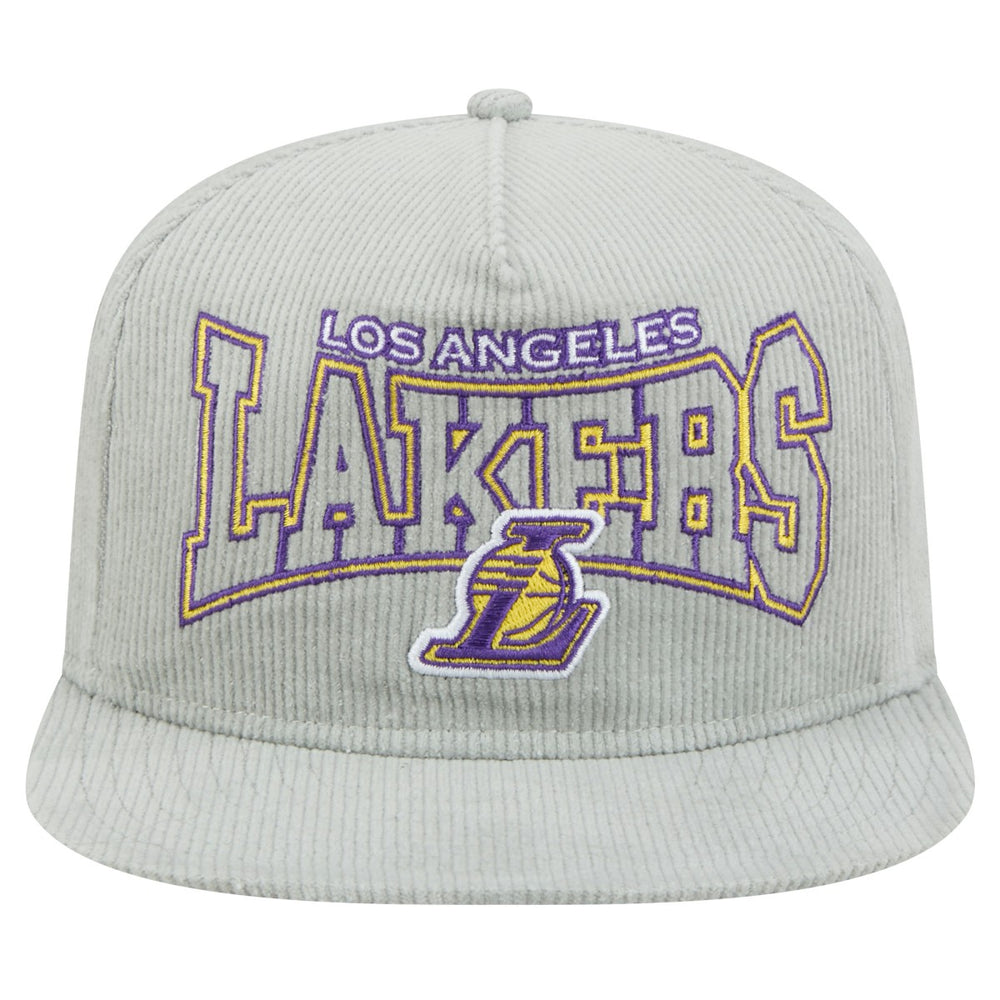 New Era Los Angeles Lakers Throwback Corduroy Golfer Snapback Hat Gray