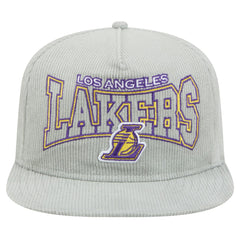 New Era Los Angeles Lakers Throwback Corduroy Golfer Snapback Hat Gray
