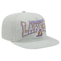New Era Los Angeles Lakers Throwback Corduroy Golfer Snapback Hat Gray