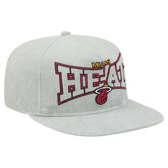 New Era Miami Heat Throwback Corduroy Golfer Snapback Hat Gray