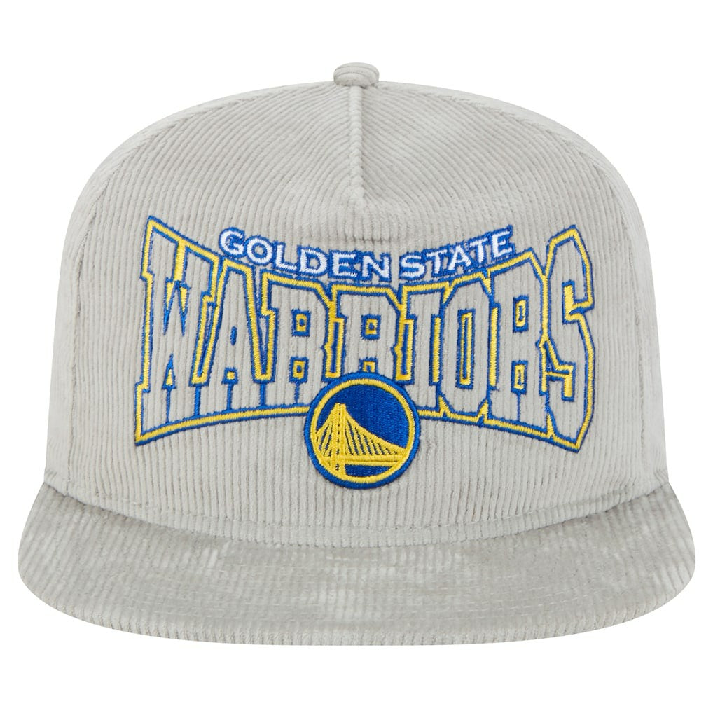 New Era Golden State Warriors Throwback Corduroy Golfer Snapback Hat Gray