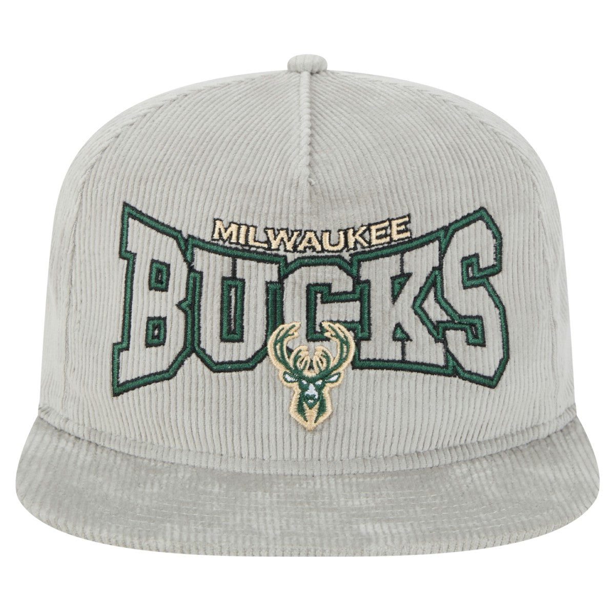 New Era Milwaukee Bucks Throwback Corduroy Golfer Snapback Hat Gray