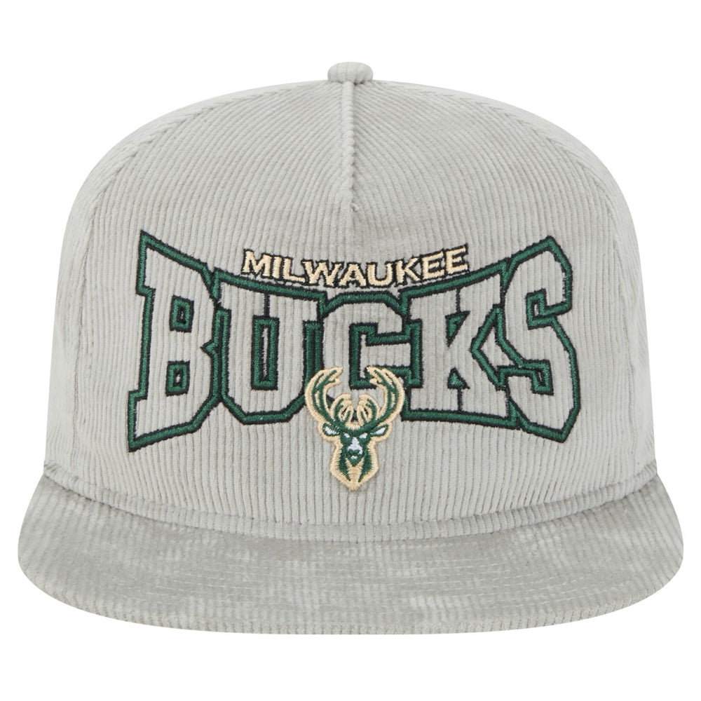 New Era Milwaukee Bucks Throwback Corduroy Golfer Snapback Hat Gray