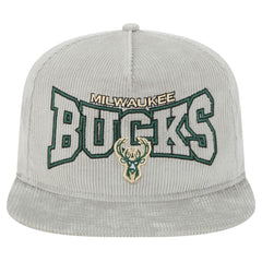 New Era Milwaukee Bucks Throwback Corduroy Golfer Snapback Hat Gray