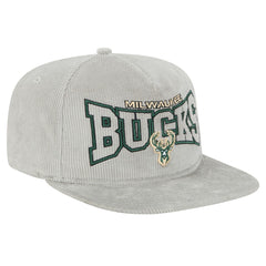 New Era Milwaukee Bucks Throwback Corduroy Golfer Snapback Hat Gray