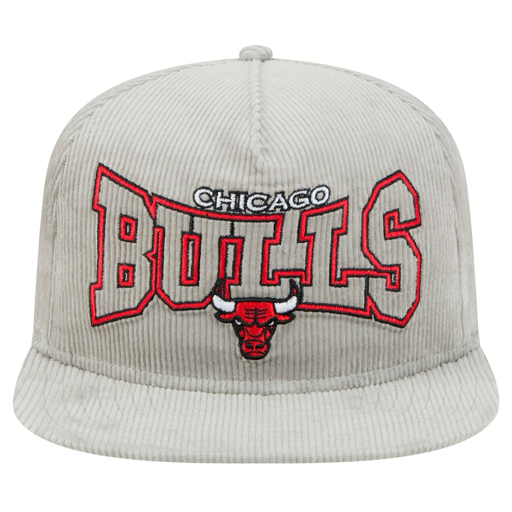 New Era Chicago Bulls Throwback Corduroy Golfer Snapback Hat Gray