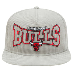 New Era Chicago Bulls Throwback Corduroy Golfer Snapback Hat Gray