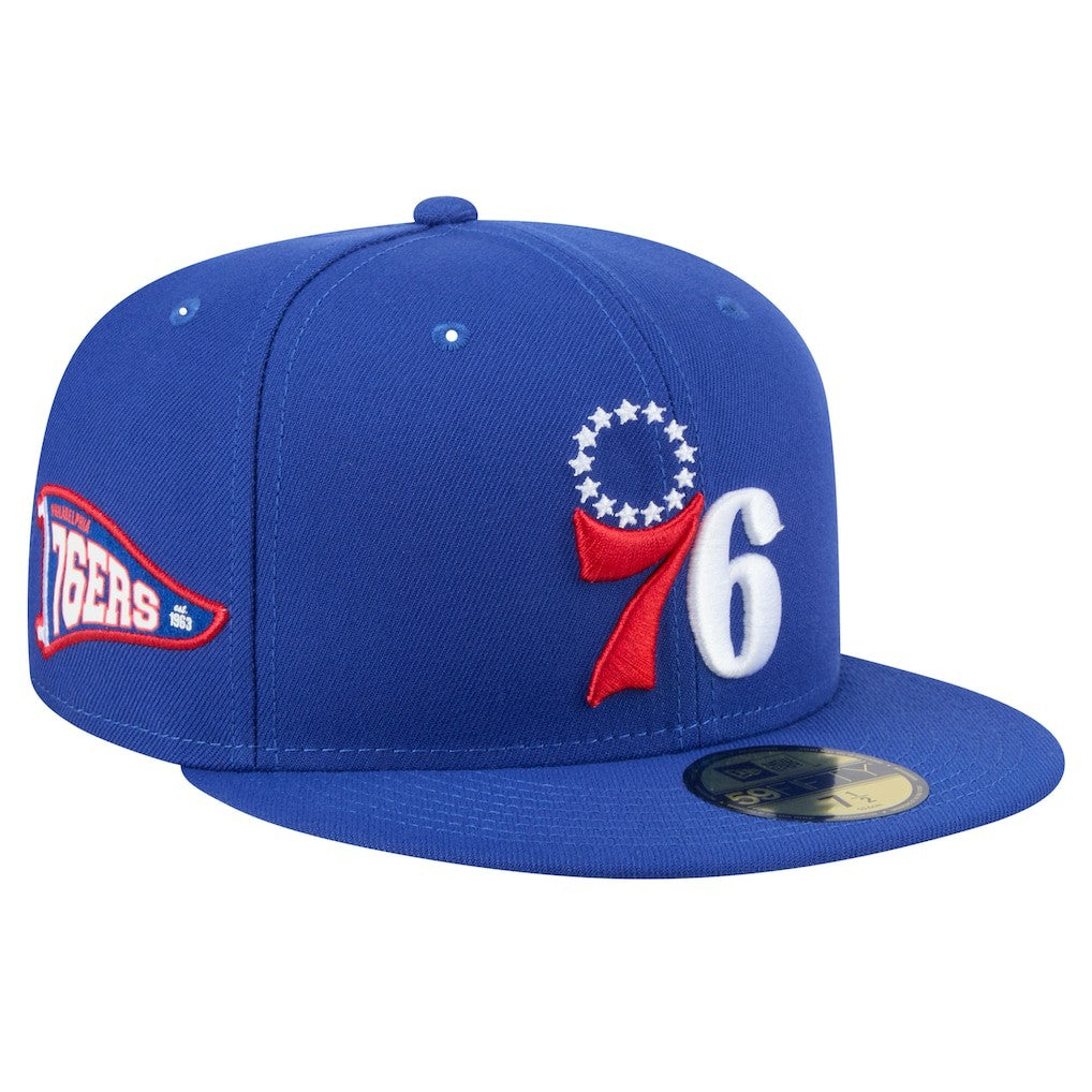 New Era Philadelphia 76ers Throwback Pennant 59FIFTY Fitted Hat Royal