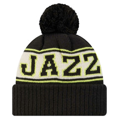 New Era Utah Jazz Throwback Retro Cuffed Knit Hat with Pom Black