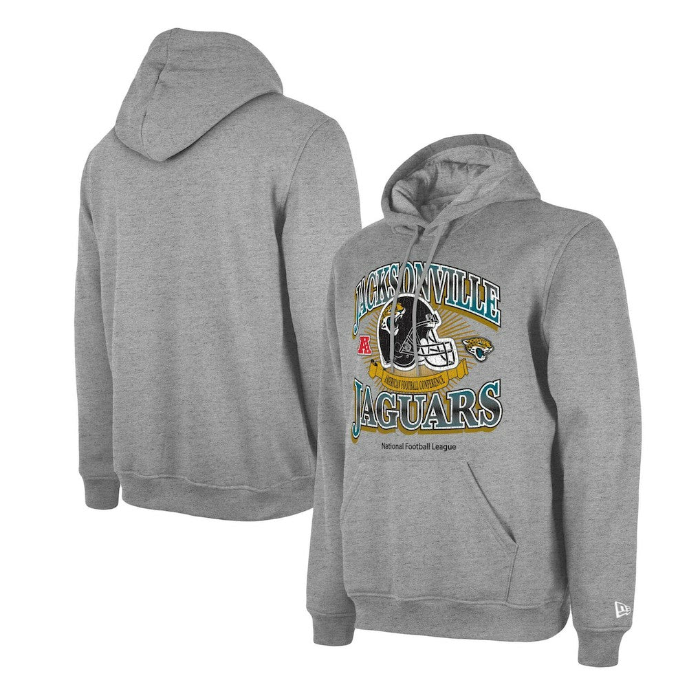 Jacksonville Jaguars New Era Retro Pullover Hoodie - Heather Gray - NFL