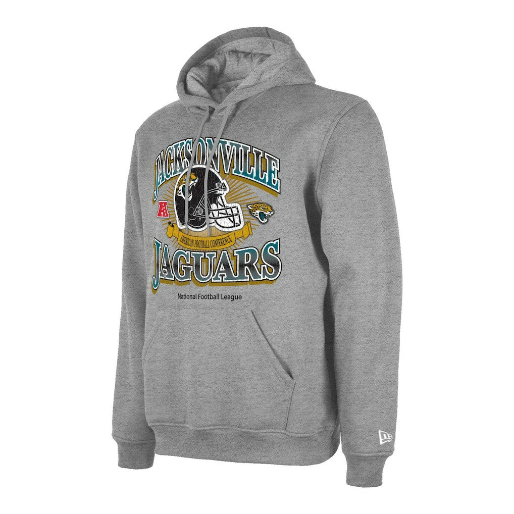 Jacksonville Jaguars New Era Retro Pullover Hoodie - Heather Gray - NFL