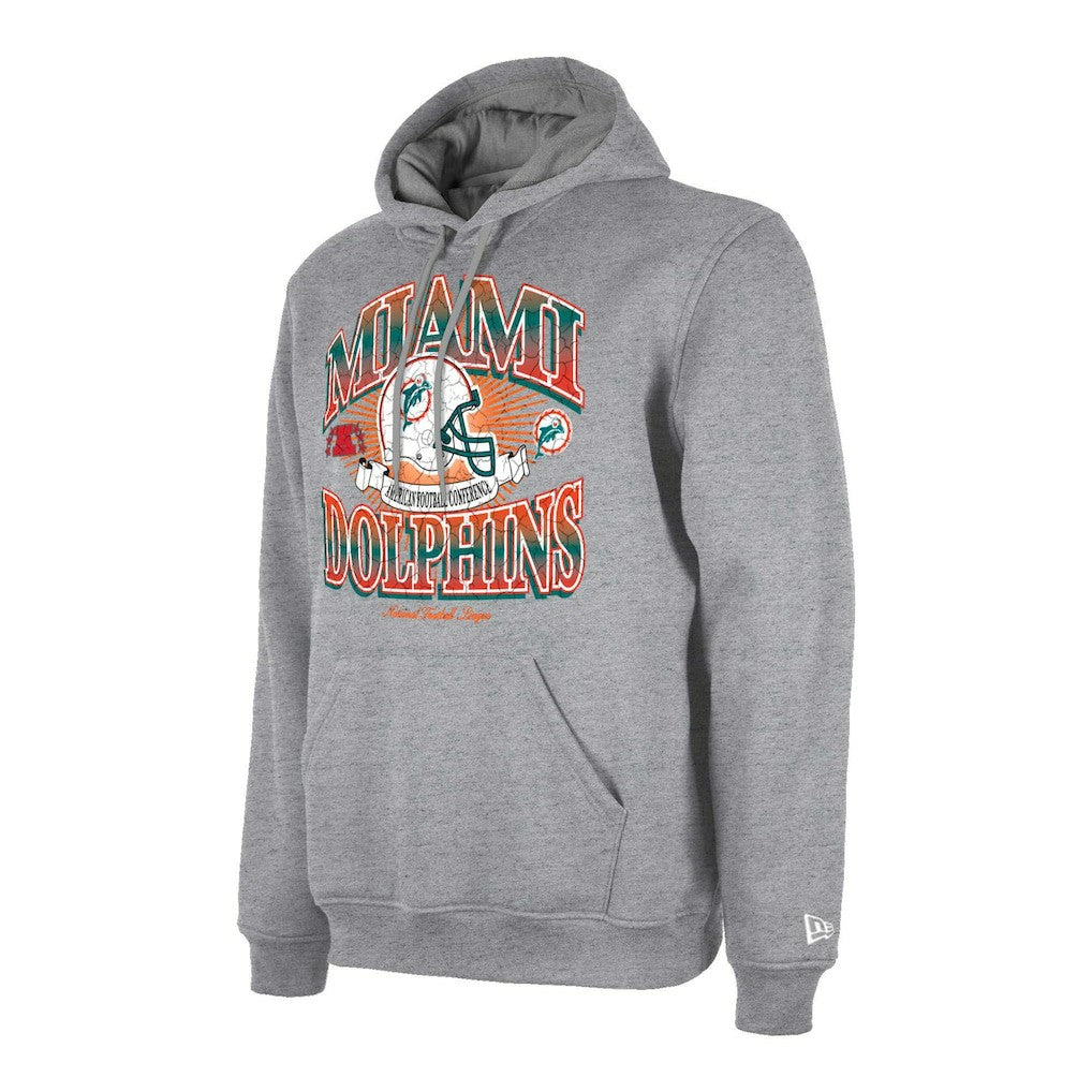 Miami Dolphins New Era Retro Pullover Hoodie - Heather Gray - NFL