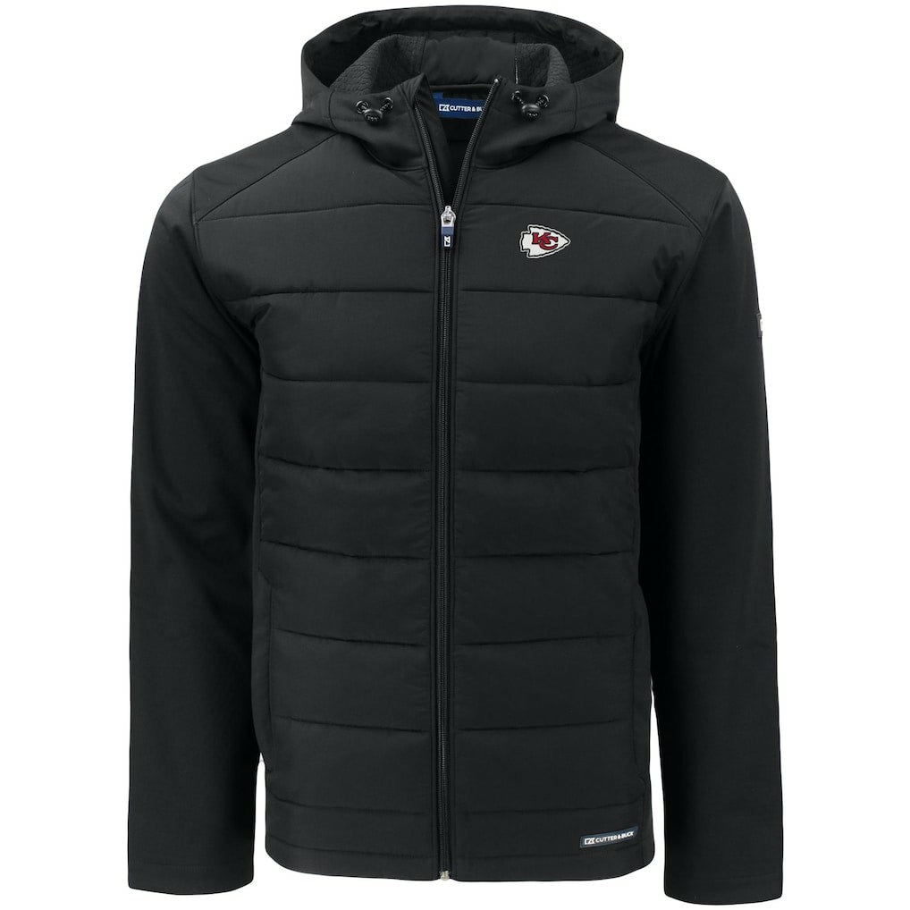 Kansas City Chiefs Cutter & Buck Big & Tall Evoke Hybrid Eco Softshell Recycled Full-Zip Hooded Jacket - Black - NFL