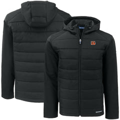 Cincinnati Bengals Cutter & Buck Big & Tall Evoke Hybrid Eco Softshell Recycled Full-Zip Hooded Jacket - Black - NFL