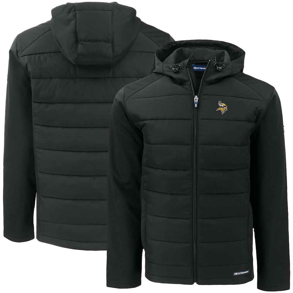 Minnesota Vikings Cutter & Buck Big & Tall Evoke Hybrid Eco Softshell Recycled Full-Zip Hooded Jacket - Black - NFL