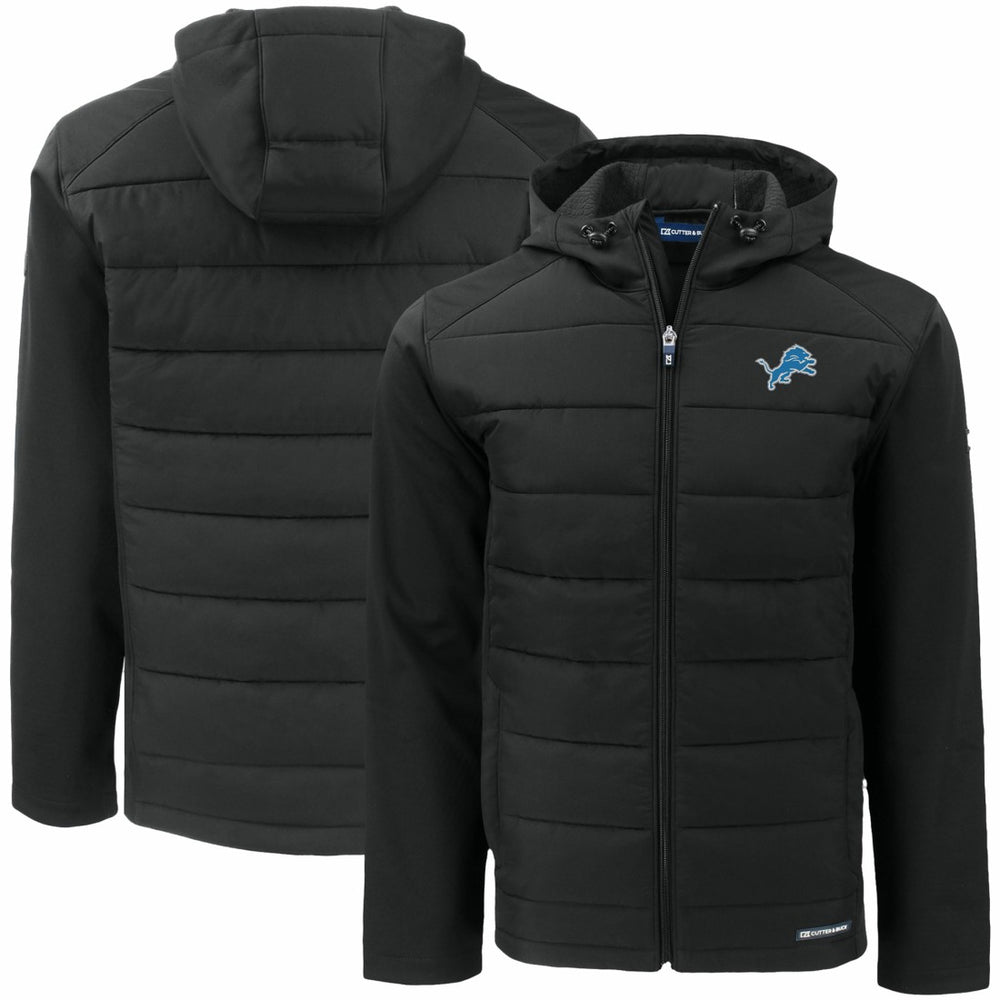 Detroit Lions Cutter & Buck Big & Tall Evoke Hybrid Eco Softshell Recycled Full-Zip Hooded Jacket - Black - NFL