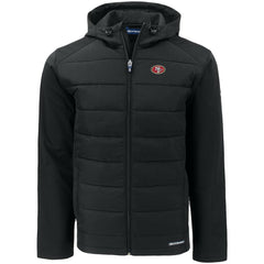 San Francisco 49ers Cutter & Buck Big & Tall Evoke Hybrid Eco Softshell Recycled Full-Zip Hooded Jacket - Black - NFL