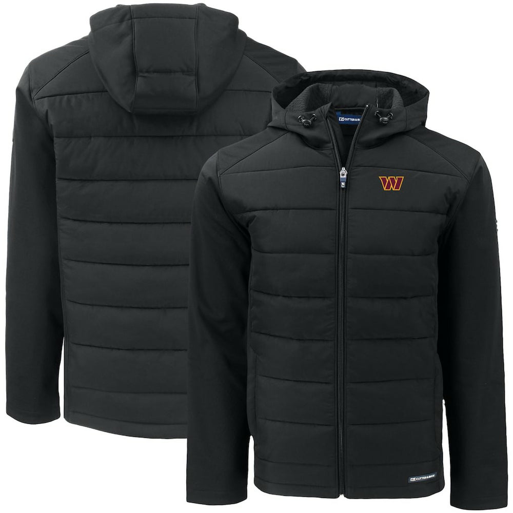 Washington Commanders Cutter & Buck Big & Tall Evoke Hybrid Eco Softshell Recycled Full-Zip Hooded Jacket - Black - NFL