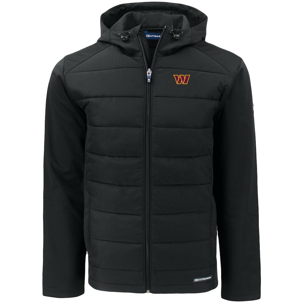 Washington Commanders Cutter & Buck Big & Tall Evoke Hybrid Eco Softshell Recycled Full-Zip Hooded Jacket - Black - NFL