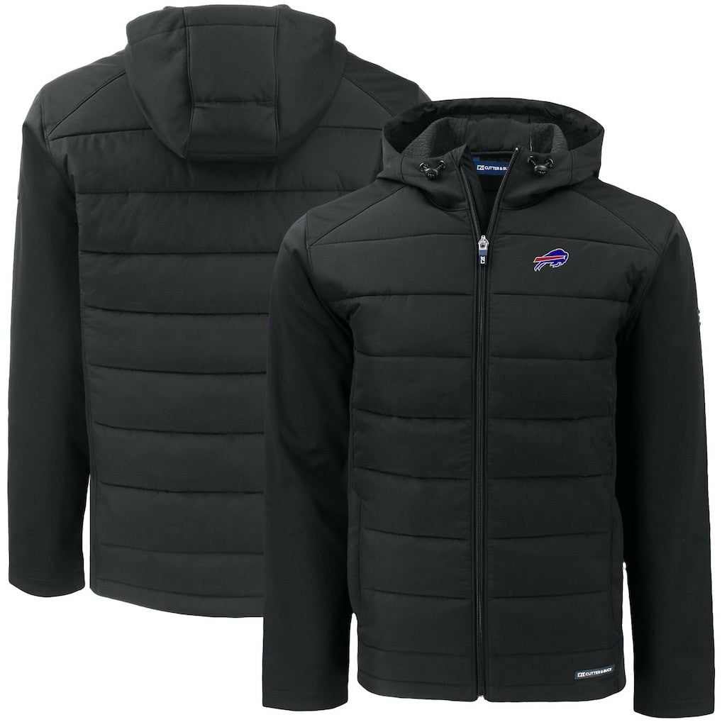Buffalo Bills Cutter & Buck Big & Tall Evoke Hybrid Eco Softshell Recycled Full-Zip Hooded Jacket - Black - NFL