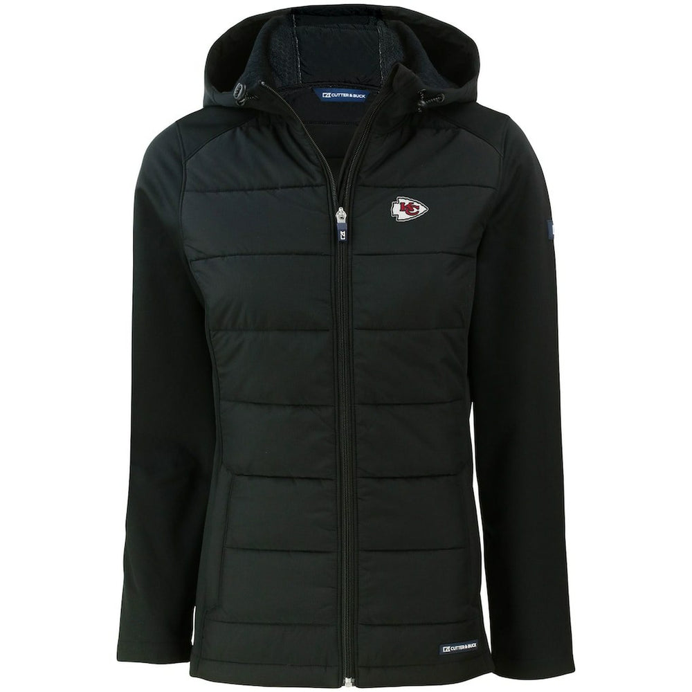 Kansas City Chiefs Cutter & Buck Women's Evoke PrimaLoft Hybrid Eco Softshell Recycled Full-Zip Hooded Jacket - Black - NFL