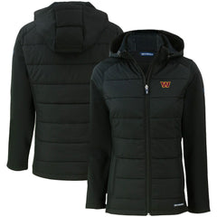 Washington Commanders Cutter & Buck Women's Evoke PrimaLoft Hybrid Eco Softshell Recycled Full-Zip Hooded Jacket - Black - NFL