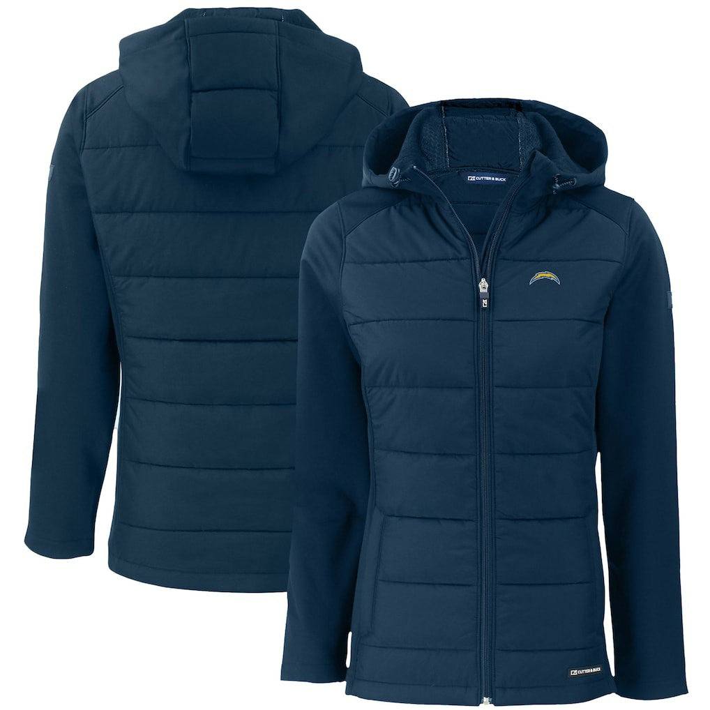 Los Angeles Chargers Cutter & Buck Women's Evoke PrimaLoft Hybrid Eco Softshell Recycled Full-Zip Hooded Jacket - Navy - NFL