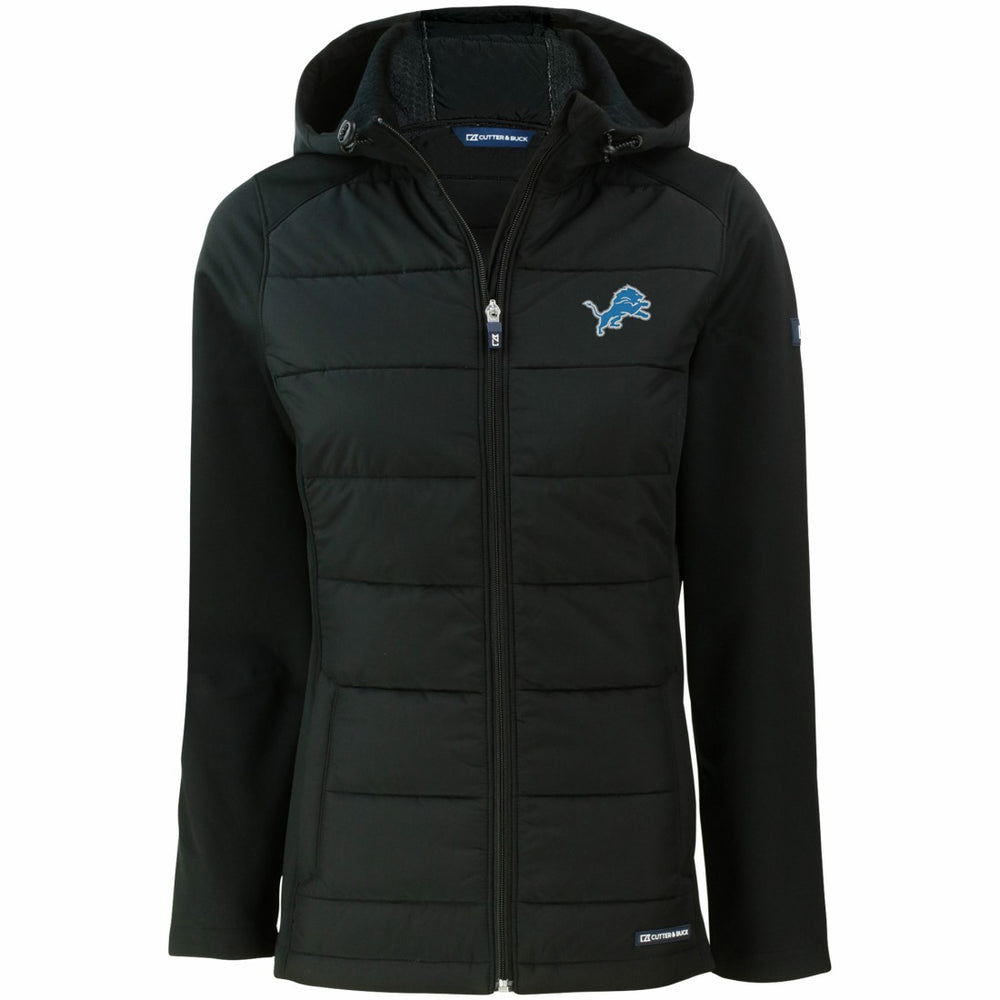 Detroit Lions Cutter & Buck Women's Evoke PrimaLoft Hybrid Eco Softshell Recycled Full-Zip Hooded Jacket - Black - NFL