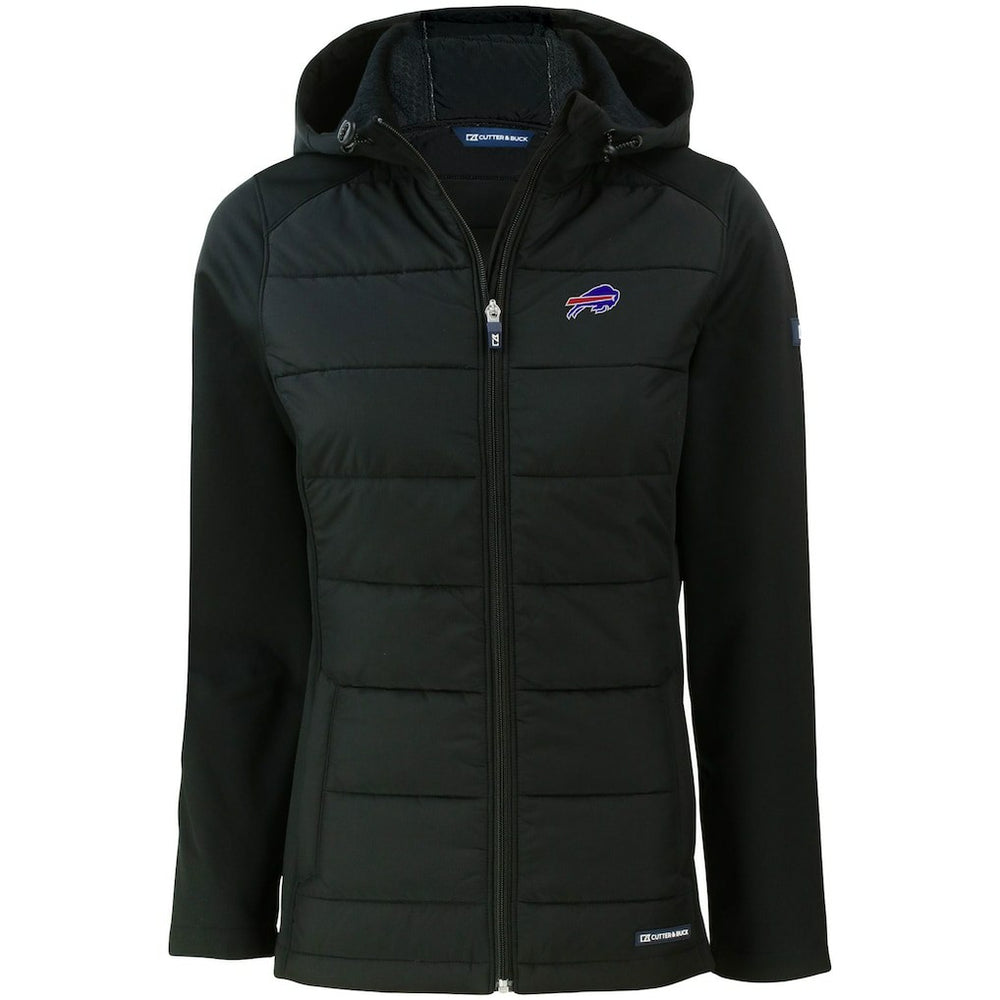Buffalo Bills Cutter & Buck Women's Evoke PrimaLoft Hybrid Eco Softshell Recycled Full-Zip Hooded Jacket - Black - NFL
