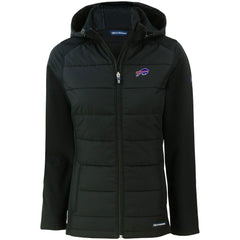 Buffalo Bills Cutter & Buck Women's Evoke PrimaLoft Hybrid Eco Softshell Recycled Full-Zip Hooded Jacket - Black - NFL