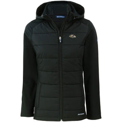 Baltimore Ravens Cutter & Buck Women's Evoke PrimaLoft Hybrid Eco Softshell Recycled Full-Zip Hooded Jacket - Black - NFL