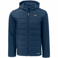 Denver Broncos Cutter & Buck Evoke PrimaLoft Hybrid Eco Softshell Recycled Full-Zip Hooded Jacket - Navy - NFL
