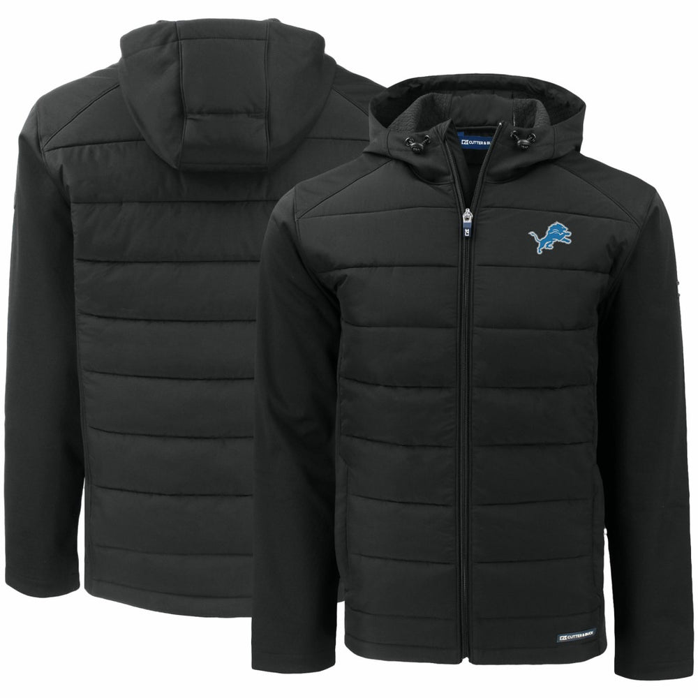 Detroit Lions Cutter & Buck Evoke PrimaLoft Hybrid Eco Softshell Recycled Full-Zip Hooded Jacket - Black - NFL