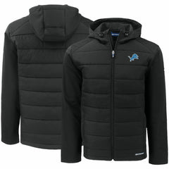 Detroit Lions Cutter & Buck Evoke PrimaLoft Hybrid Eco Softshell Recycled Full-Zip Hooded Jacket - Black - NFL