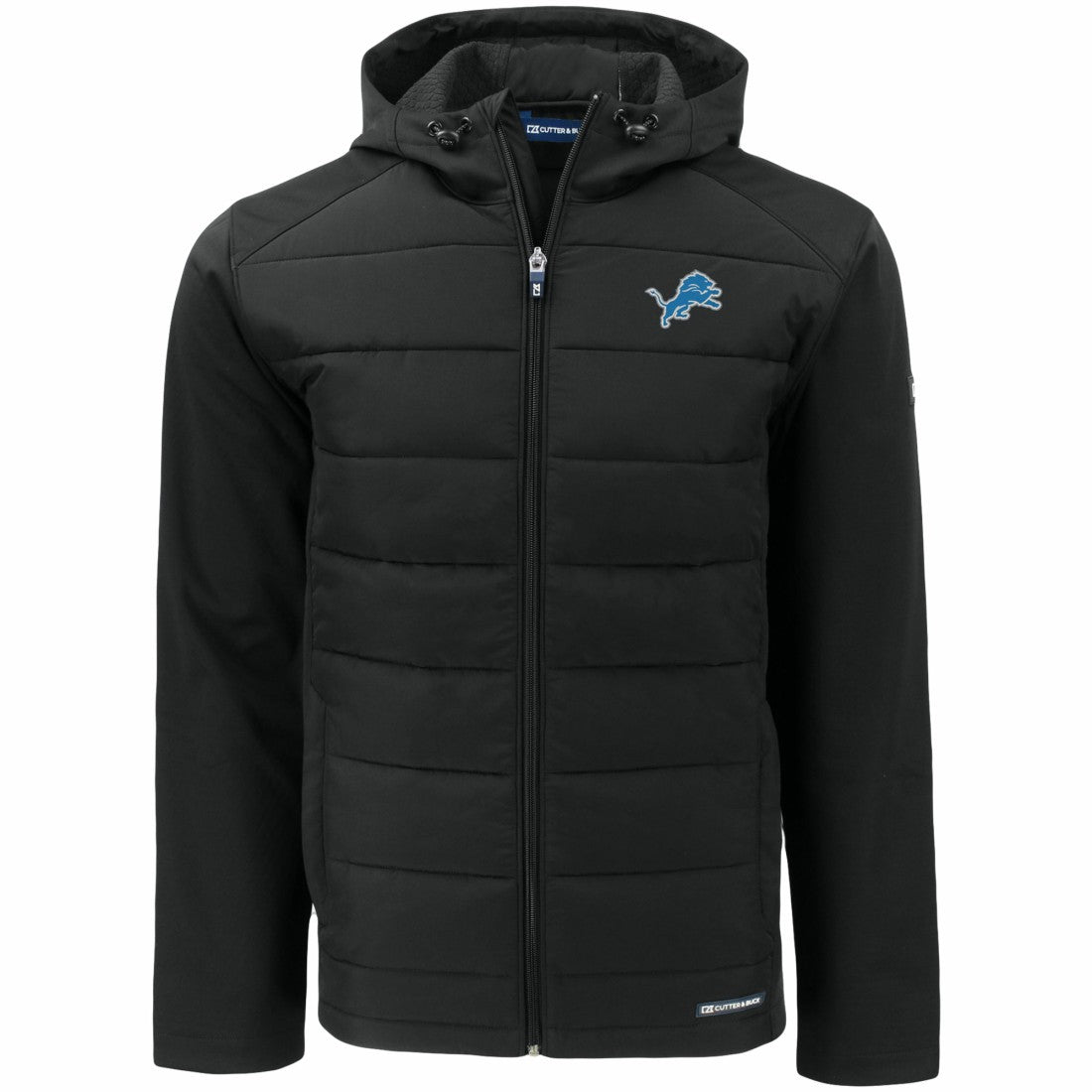 Detroit Lions Cutter & Buck Evoke PrimaLoft Hybrid Eco Softshell Recycled Full-Zip Hooded Jacket - Black - NFL