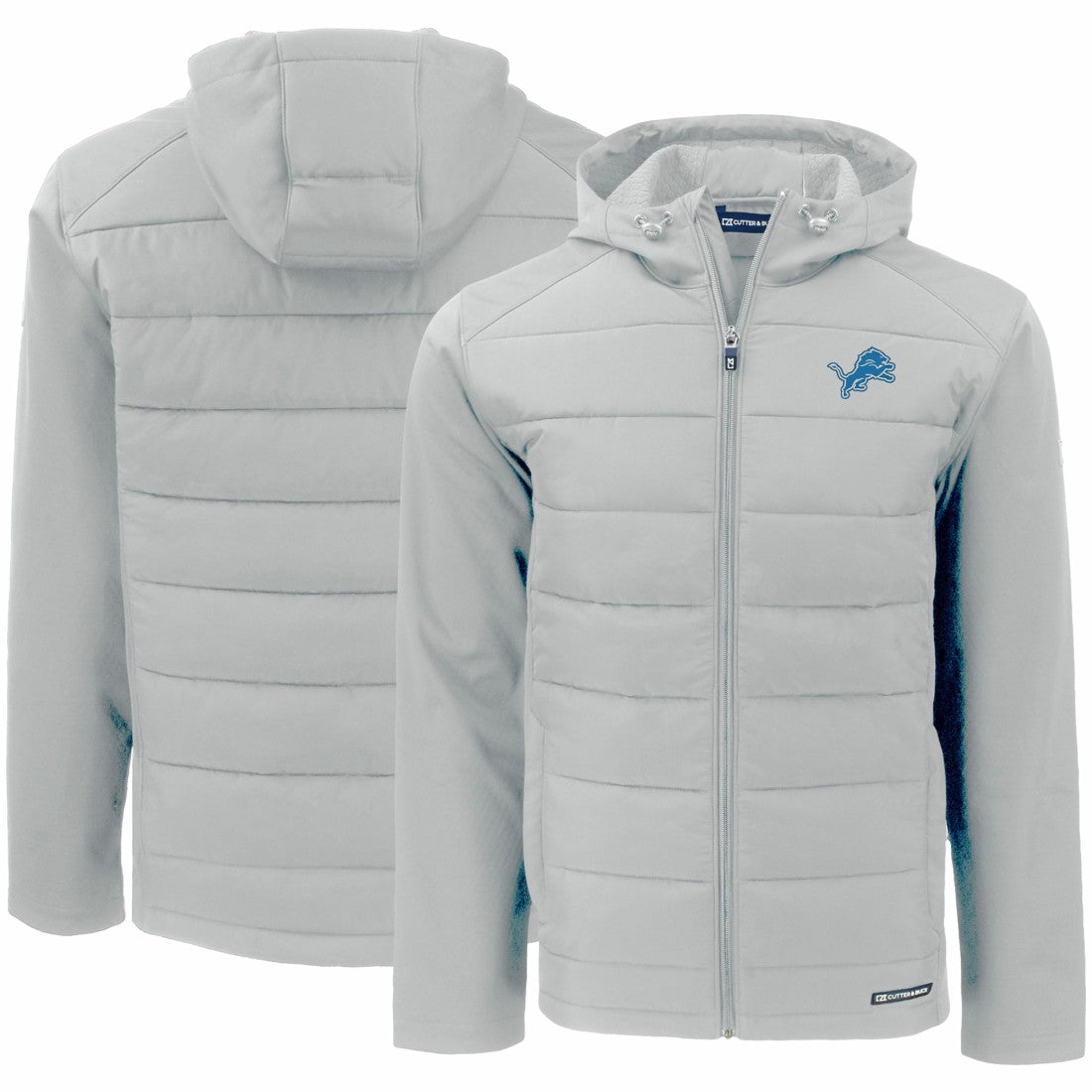 Detroit Lions Cutter & Buck Evoke PrimaLoft Hybrid Eco Softshell Recycled Full-Zip Hooded Jacket - Gray - NFL