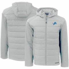 Detroit Lions Cutter & Buck Evoke PrimaLoft Hybrid Eco Softshell Recycled Full-Zip Hooded Jacket - Gray - NFL