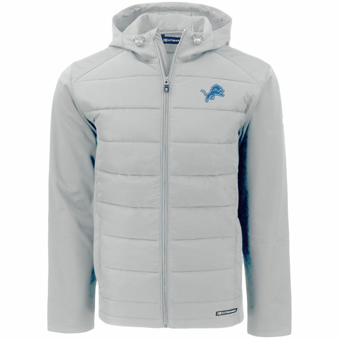 Detroit Lions Cutter & Buck Evoke PrimaLoft Hybrid Eco Softshell Recycled Full-Zip Hooded Jacket - Gray - NFL