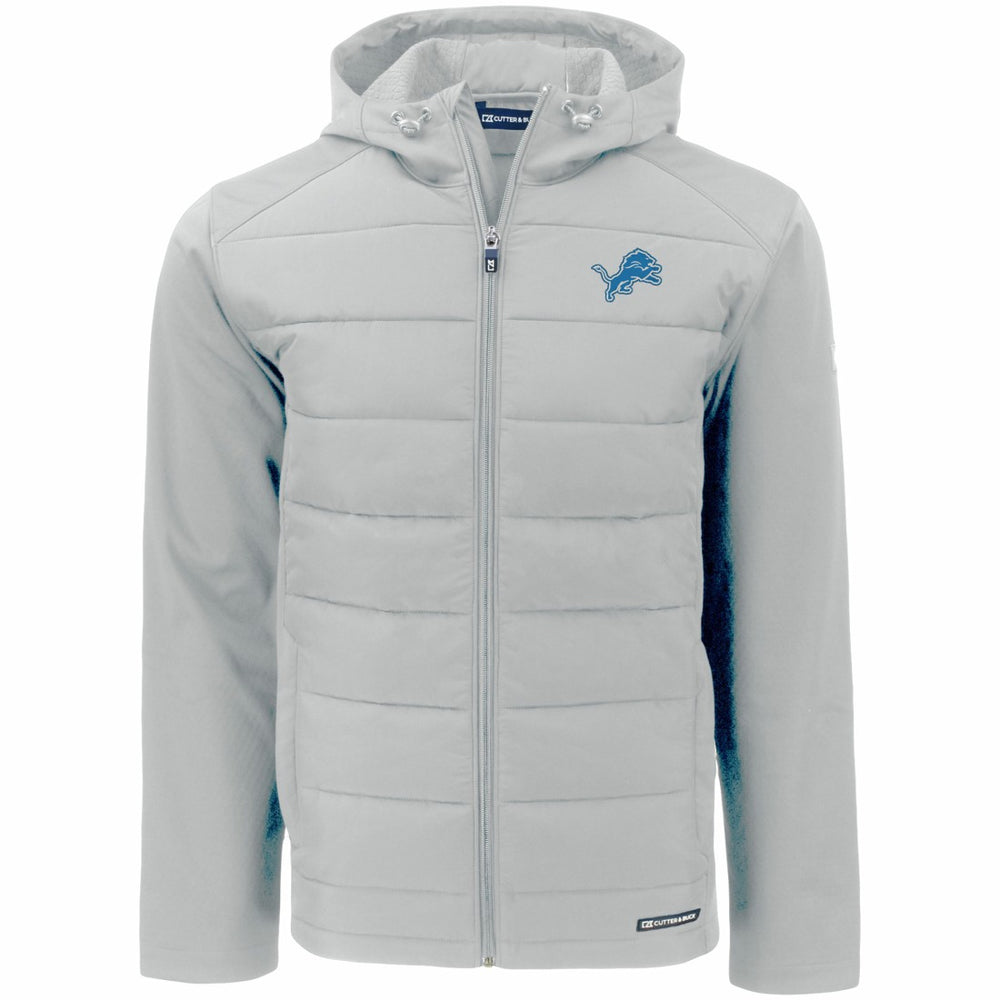 Detroit Lions Cutter & Buck Evoke PrimaLoft Hybrid Eco Softshell Recycled Full-Zip Hooded Jacket - Gray - NFL